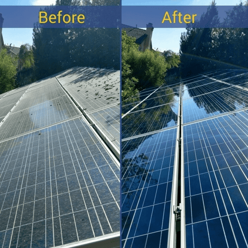 solar panel cleaning before and after with Solar Teflon protective coating